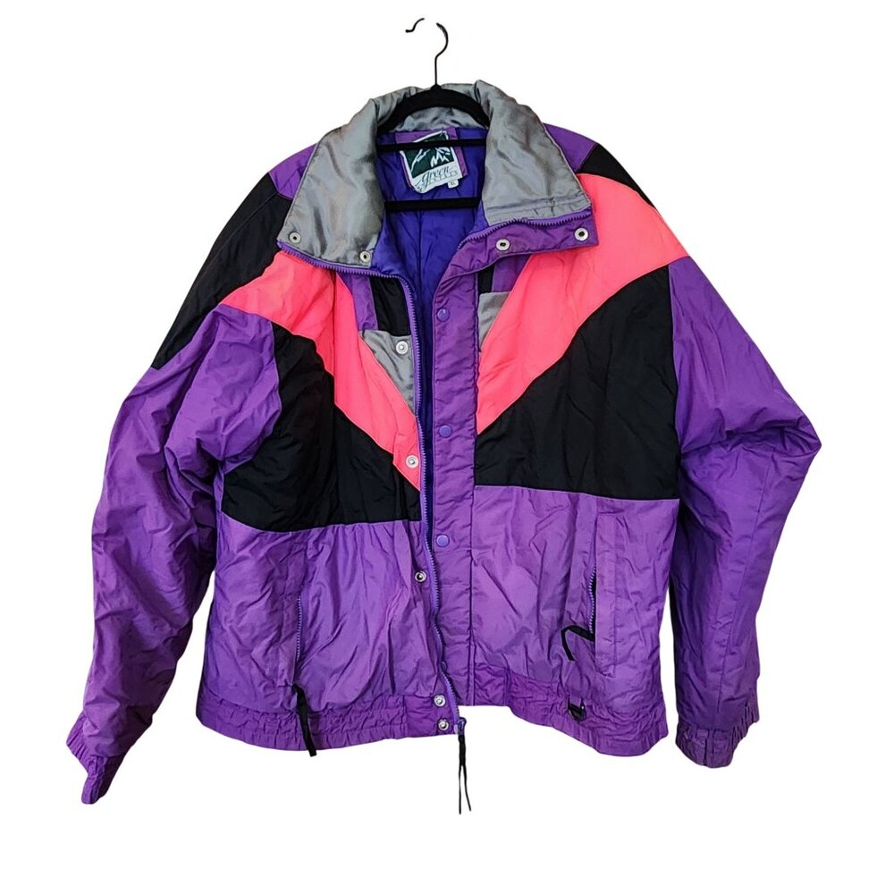 Vintage 1990s Green Mountain Ski Jacket Puffer Color Block Size Xl
